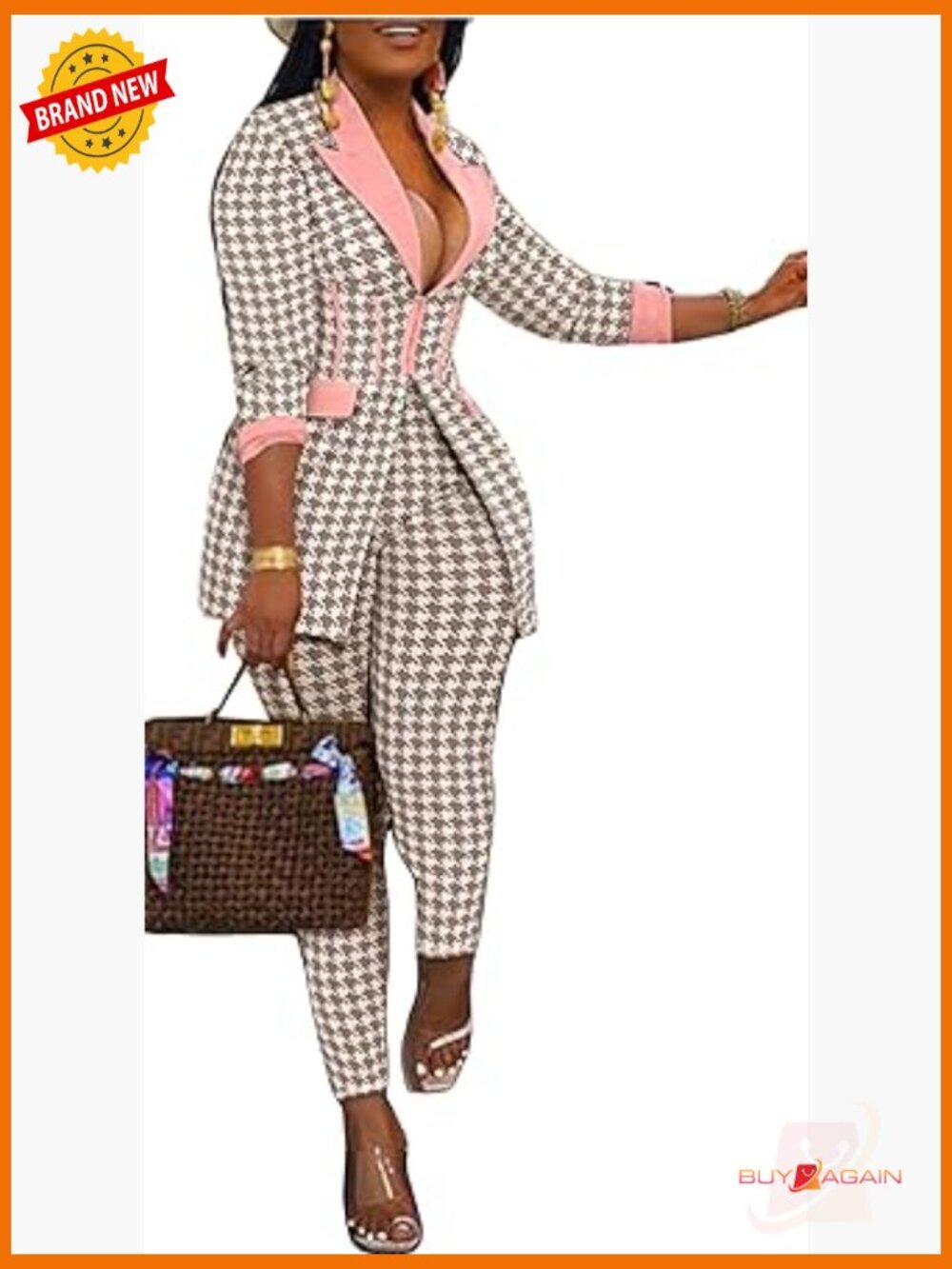 Sexy 2 Piece Denim Printed Jacket & Pants Set Clubwear Tracksuit